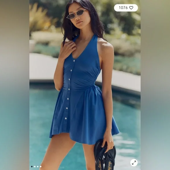 🏷️🔖 NWT Celandine Halter Button Front Dress - Yellow - Picture 3 of 7